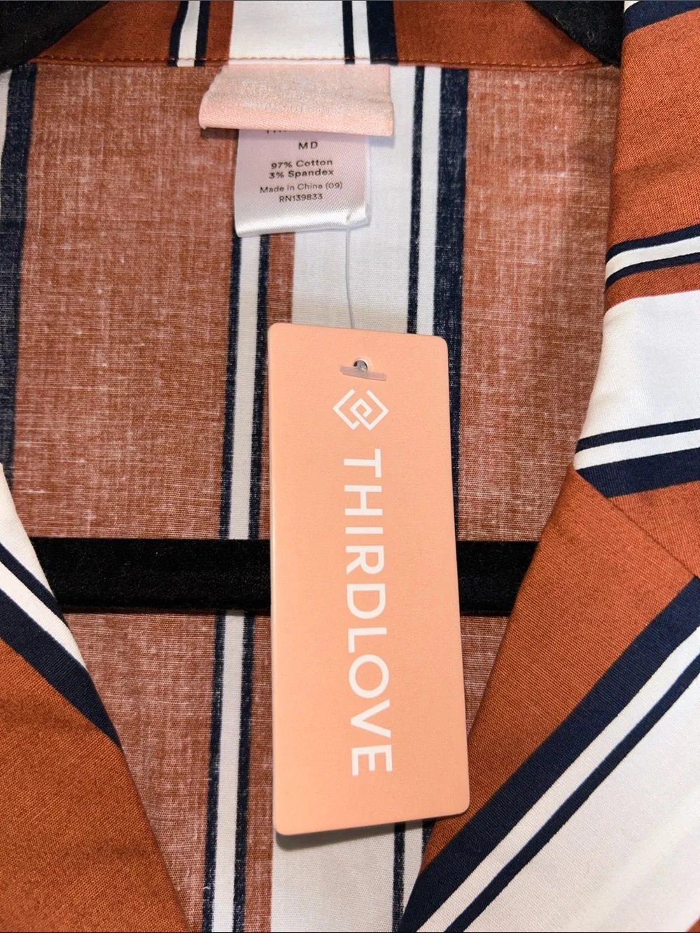 NWT ThirdLove Essential Cotton PJ Set in Sedona Stripe